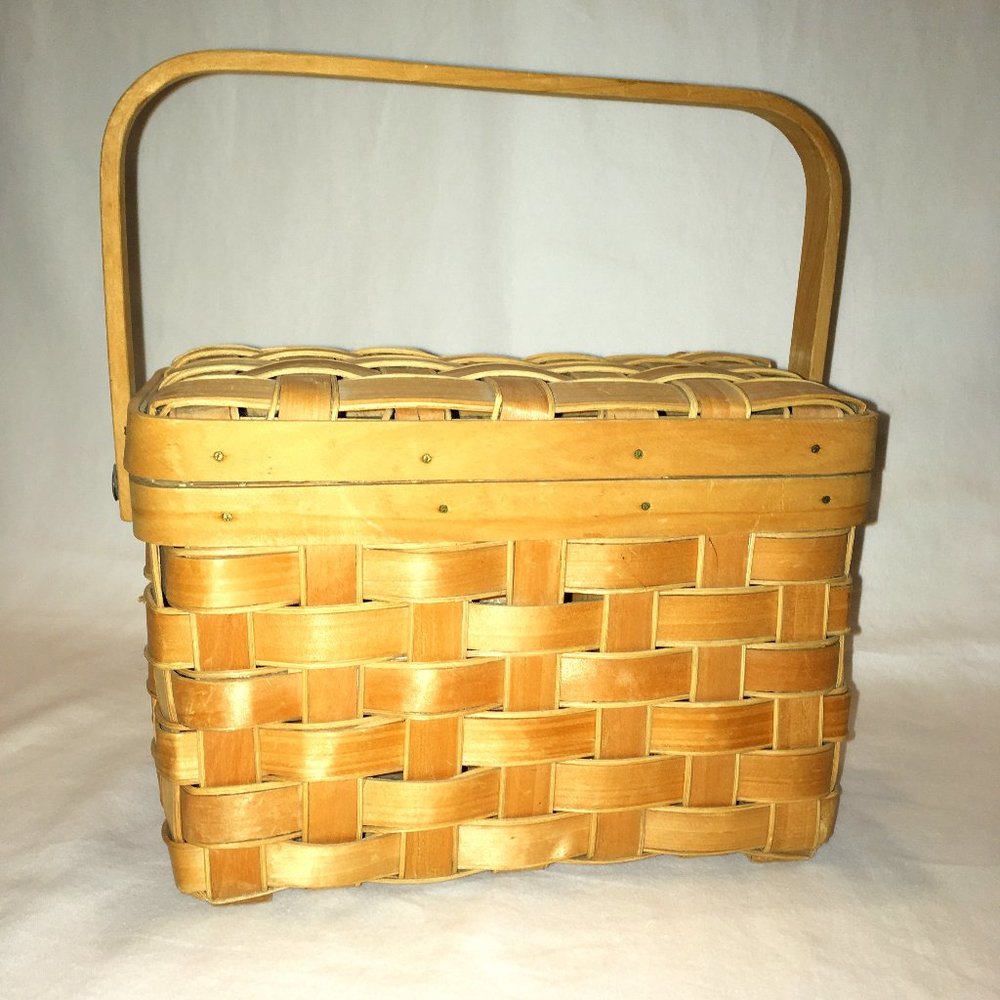 Vintage Woven Picnic, Foraging or Sewing Basket